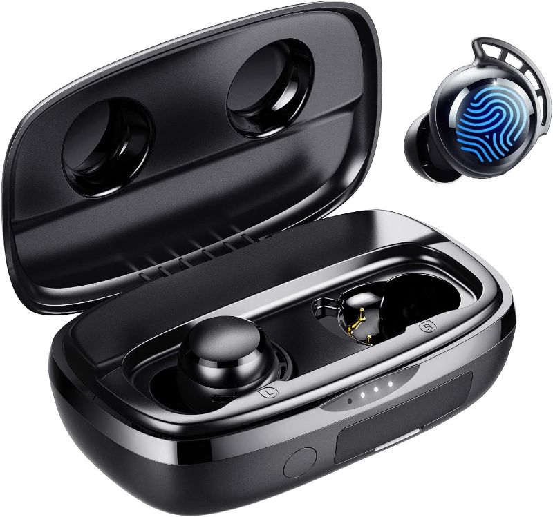 Photo 1 of Tribit Wireless Earbuds, 110H Playtime Bluetooth 5.3 IPX8 Waterproof Touch Control True Wireless Bluetooth Earbuds with Mic Earphones in-Ear Deep Bass Built-in Mic Bluetooth Headphones, FlyBuds 3
