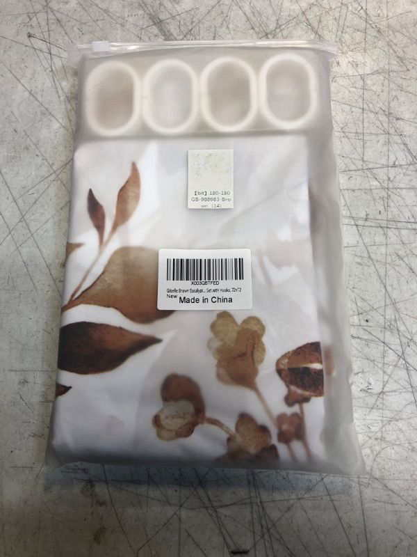 Photo 1 of Gibelle Brown Eucalyptus Shower Curtain, Watercolor Plant Leaves with Floral Bathroom Shower Curtain Set with Hooks, 72x72 Brown 72" W x 72" L