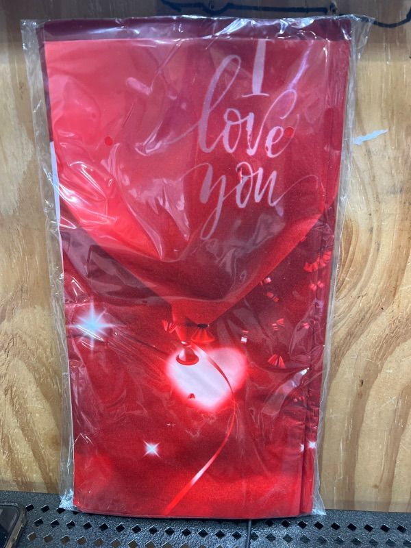 Photo 2 of 3Pcs Valentines Day Backdrop Decorations,Large Plastic Red Hearts Balloons Love Sign Banner Photography Background Sign for Engagement Weeding Birthday Valentine’s Day Party Decor,54 x108 inches