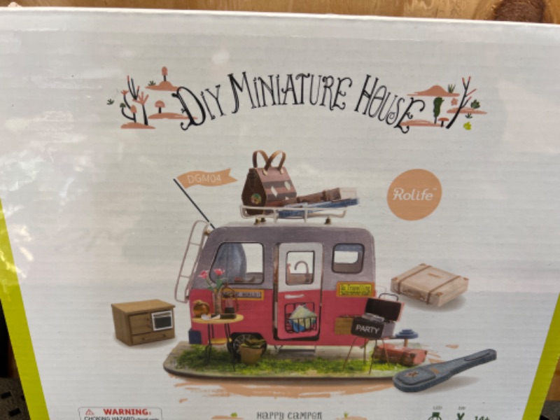 Photo 2 of (Camper) - Rolife Dollhouse DIY Craft House Kit-Small Sized Miniature with Accessories and LED-Wooden Model Building Set-Christmas Birthday Gifts for Boys Girls Women Friends(Happy Camper)