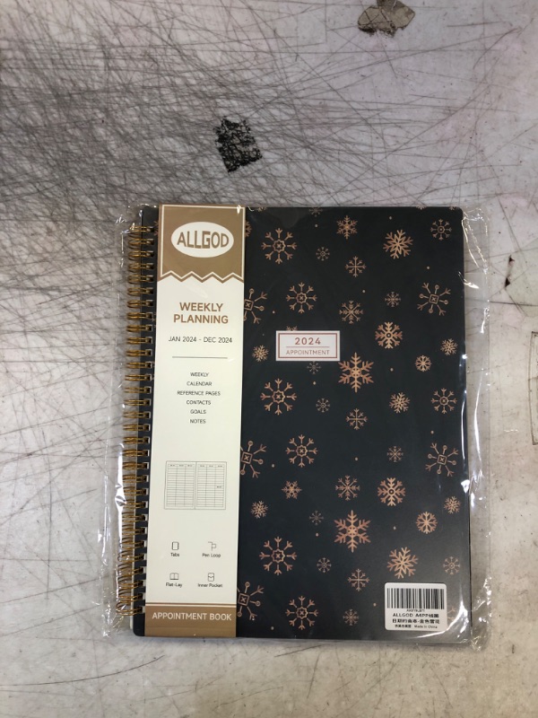 Photo 1 of Appointment Book 2024 Weekly & Monthly Planner 8.5"x11", Large Schedule Planner 2024 Daily Hourly Planner Appointment with Spiral Bound, 15 Minute Increments, Tabs, Pocket, Snowflake Gold Golden Snowflake