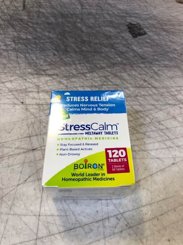 Photo 2 of Boiron StressCalm Tablets for Relief of Stress, Anxiousness, Nervousness, Irritability, and Fatigue - 120 Count (2 Pack of 60)