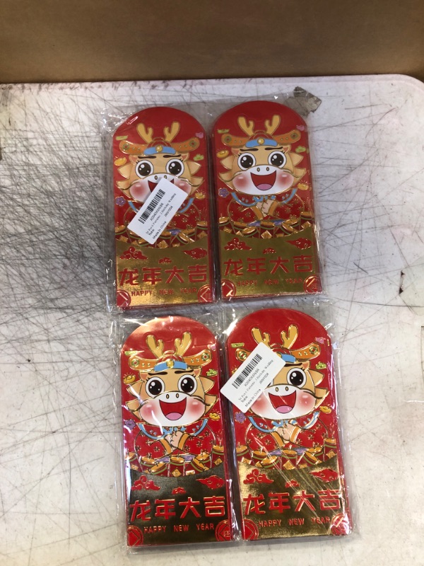 Photo 2 of 72 Pcs 6 Patterns Chinese New Year Red Envelopes 2024, 3.5 x 6.7 inch Cartoon Dragon Hong Bao Red Packets Lucky Money Envelope, Gold Embossed Foil Envelopes for Lunar Spring Festival Birthday Wedding
