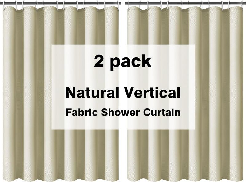 Photo 1 of  CHTENZY Fabric Waterproof Shower Curtain Set of 2 Solid Color Polyester Material Specification Suitable for Bathroom Shower Area 72x72inch (Beige, 2pcs)
