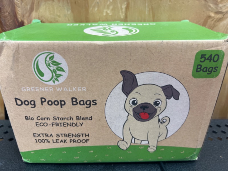 Photo 1 of GREENER WALKER 100% Compostable Poop Bags for Dog Waste, 20% Extra Thick and Durable 375 Poop Bags for Doggie with EN13432 and ASTM D6400 Certified (Green