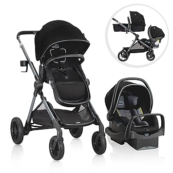 Photo 1 of Chicco Bravo Primo Trio Travel System, Quick-Fold Stroller with Chicco KeyFit 35 Zip Extended-Use Infant Car Seat and Stroller Combo | Springhill/Black
