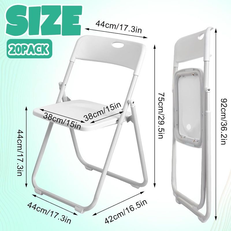 Photo 1 of Sintuff Plastic Folding Chair Steel Folding Dining Chair, WHITE 