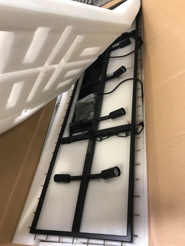 Photo 1 of Kunrldon Modern Black Crystal Dining Room Chandeliers, 55in Rectangular Water Ripple Glass Island Lighting Fixture, Adjustable Chandelier Over Dining Table, Living Room,Dining Room, Kitchen Island Black-55in