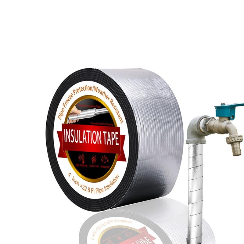 Photo 1 of 32.8ft Pipe Insulation Wrap Tape, 4 InchX32.8 Ft Pipe Insulation Wrap, Water Pipe Insulation Wrap for Winter Freeze Protection Insulation Tape Weather Resistant for Reduce Heat Loss
