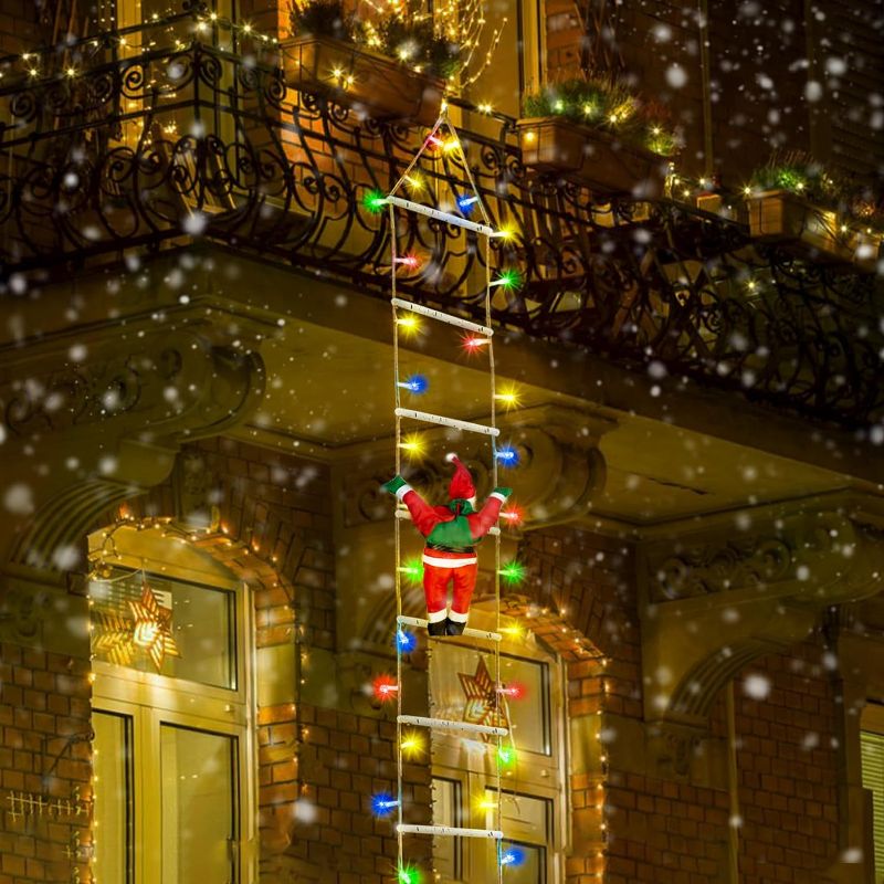 Photo 1 of 5FT LED Christmas Light, Christmas Decoration Birch Bark Ladder Lights with Santa Claus, Christmas Decorations Lights for Indoor Outdoor, Window, Home, Wall, Christmas Tree Decor(Multicolored)
