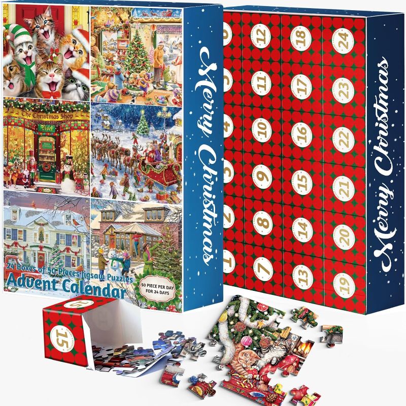 Photo 1 of Advent Calendar 2023, 24 Individual 50 Pieces Jigsaw Puzzles, Daily Surprises Puzzle Advent Calendar for Kids, Boys, Girls, Teens, Adults, Christmas Gifts for 5-7, 8-12, Countdown Calendars 2023
