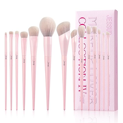 Photo 1 of +++BRUSHES HAVE BEEN USED+++ Jessup Pink Makeup Brushes Set 14Pcs Make up Brushes Premium Vegan Foundation Concealer Blush Eyeshadow Eyeliner Powder Highlighter Blending Face Brush
