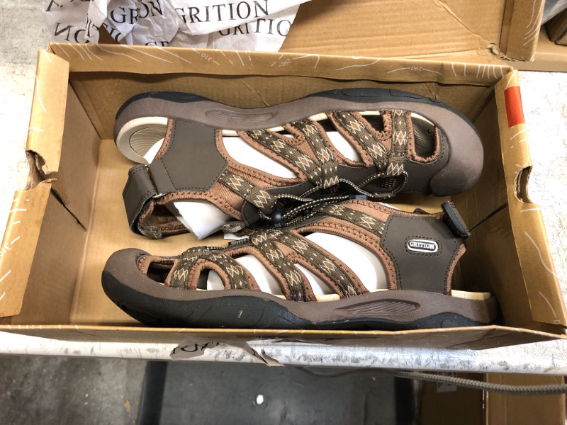 Photo 1 of GRITION Mens Closed Toe Hiking Sandals Outdoor, Waterproof Fisherman Athletic Water Sandals for Trekking Walking Sandals Summer Beach 10 Brown