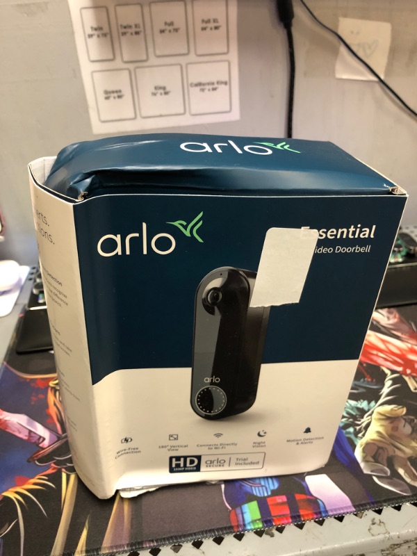 Photo 3 of +++SEALED / DAMAGED BOX+++ Arlo Essential Video Doorbell Wire-Free - HD Video, 180° View & Chime 2 - Built-in Siren, Audible Alerts & Essential Wired Video Doorbell Wire-Free Doorbell + Chime 2 + Doorbell Black