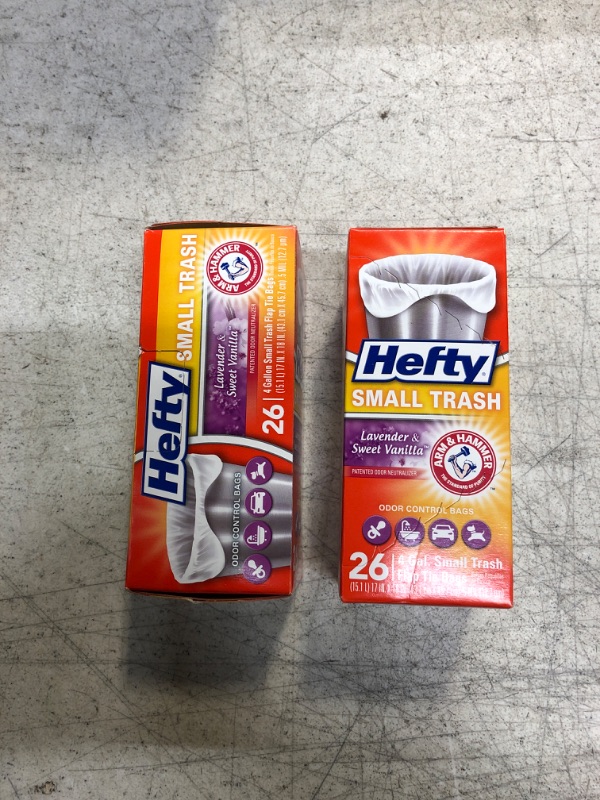 Photo 1 of Hefty Small Garbage Bags, Flap Tie, Lavender & Sweet Vanilla Scent (Pack of 2)