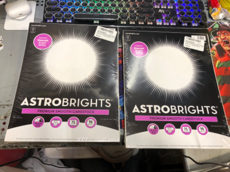 Photo 2 of +++PACK OF 2+++ Astrobrights/Neenah Bright White Cardstock, 8.5" x 11", 65 lb/176 gsm, White, 75 Sheets (90905-02) - Packaging May Vary