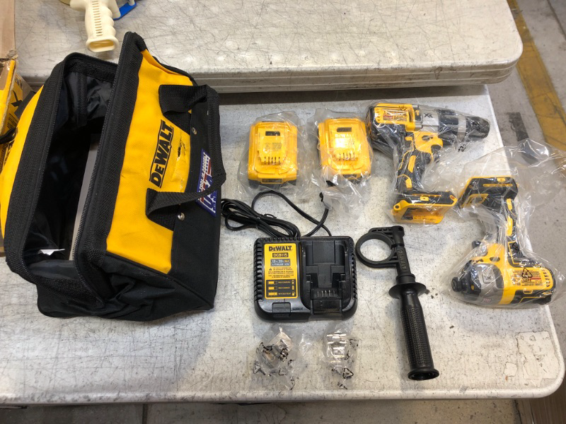 Photo 2 of +++CARRYING BAG IS DAMAGED+++ DEWALT 20V MAX Hammer Drill and Impact Driver, Cordless Power Tool Combo Kit with 2 Batteries and Charger (DCK299M2) 20V XR Brushless Combo w/4.0Ah Battery