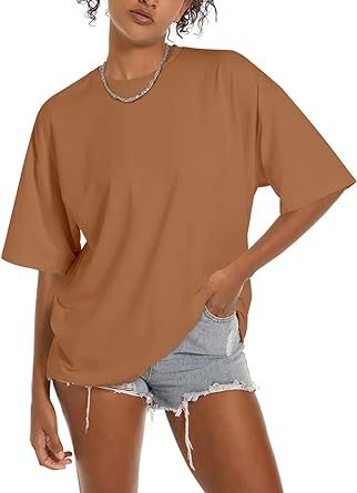 Photo 1 of JUNING Women's T Shirts Oversized Short Sleeve Round Neck Casual Soft Tops Basic Tee Shirt - SIZE XL 
