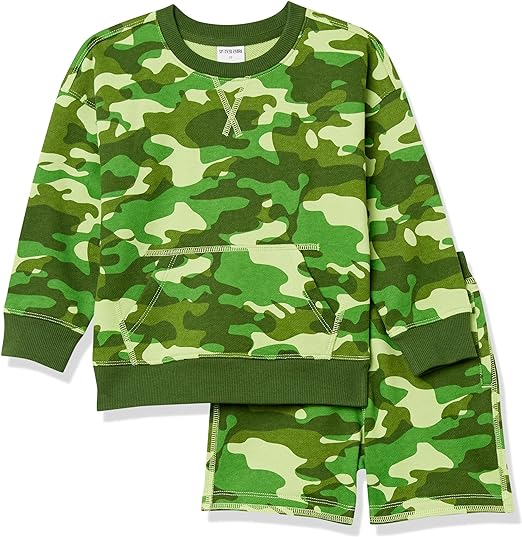 Photo 1 of Amazon Essentials Boys and Toddlers' French Terry Cozy Long-Sleeve Top and Short Set - SIZE M 