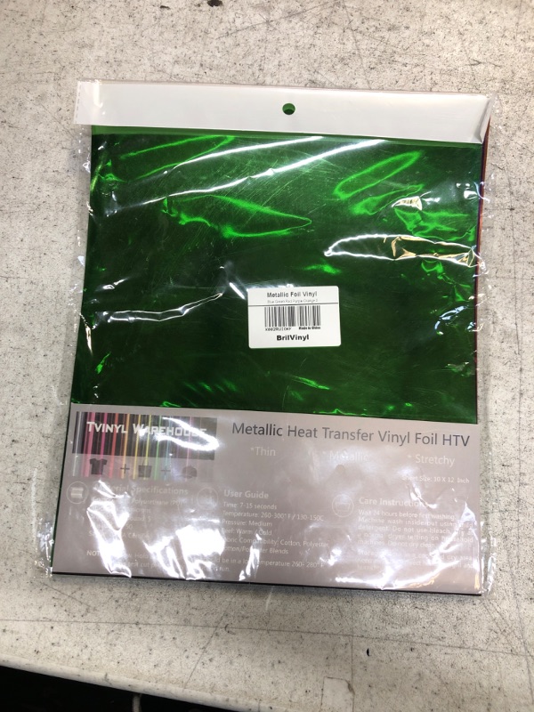 Photo 2 of Metallic Foil Heat Transfer Vinyl Bundle 12"x10" Sheets for T-Shirts, Easy to Cut and Weed for All Cutters (5 Sheets Assorted Colors, Blue Green Red Purple Orange)
