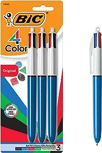 Photo 1 of BIC 4-Color Ballpoint Pens, Medium Point (1.0mm), 4 Colors in 1 Set of Multicolored Pens, 3-Count Pack of Pens for Journaling and Organizing (MMP31-AST) 6 PACKS
