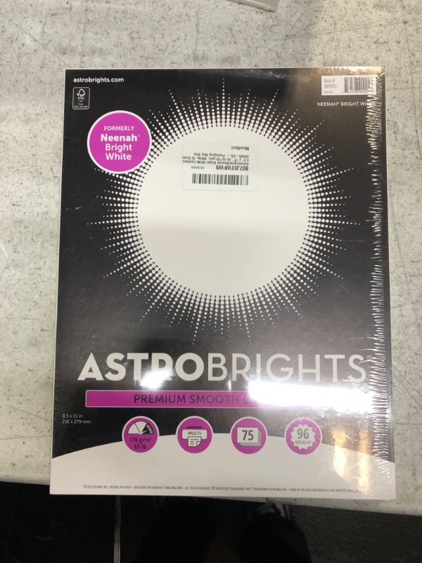 Photo 2 of Astrobrights Neenah Cardstock 8.5" X 11" 65lb 75ct Bright White
