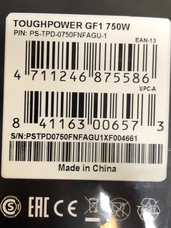 Photo 3 of Thermaltake Toughpower GF1 750W 80+ Gold SLI/ CrossFire Ready Ultra Quiet 140mm Hydraulic Bearing Smart Zero Fan Full Modular Power Supply 10 Year Warranty PS-TPD-0750FNFAGU-1 Black 750W GF1