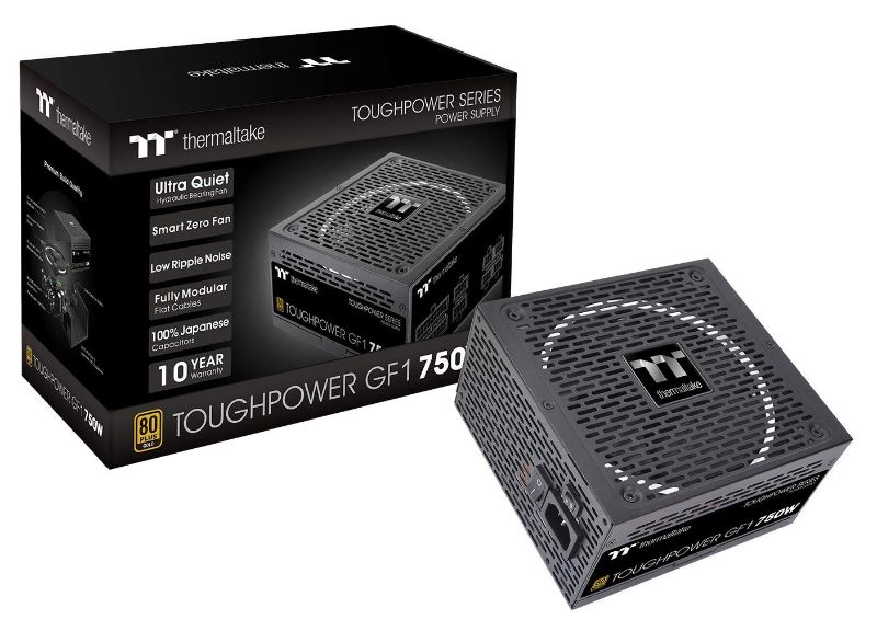 Photo 1 of Thermaltake Toughpower GF1 750W 80+ Gold SLI/ CrossFire Ready Ultra Quiet 140mm Hydraulic Bearing Smart Zero Fan Full Modular Power Supply 10 Year Warranty PS-TPD-0750FNFAGU-1 Black 750W GF1