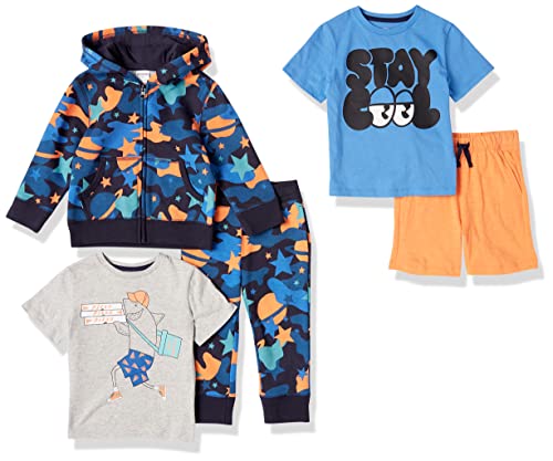 Photo 1 of Amazon Essentials Toddler Boys' Sweatsuit, T-Shirts, Shorts Mix-and-Match Outfit/Gift Sets (Previously Spotted Zebra), Outer Space, 2T
