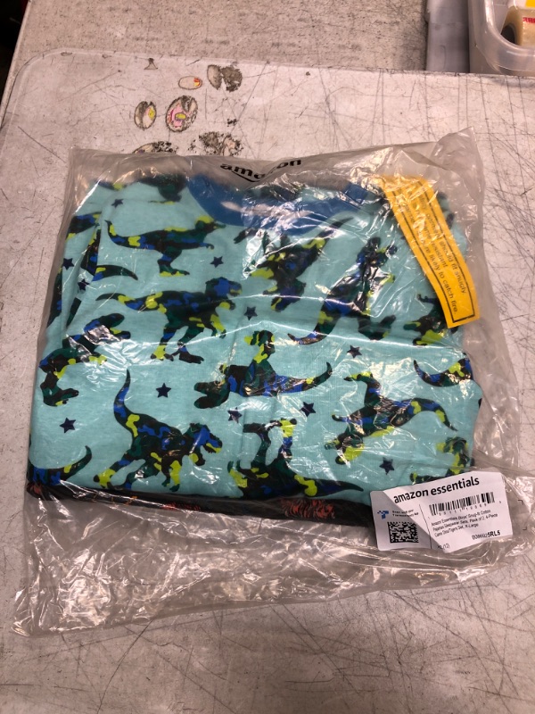 Photo 2 of Amazon Essentials Unisex Babies, Toddlers and Kids' Snug-Fit Cotton Pajama Sleepwear Sets 2 Blue Dinosaur/Dark Grey Tiger 12