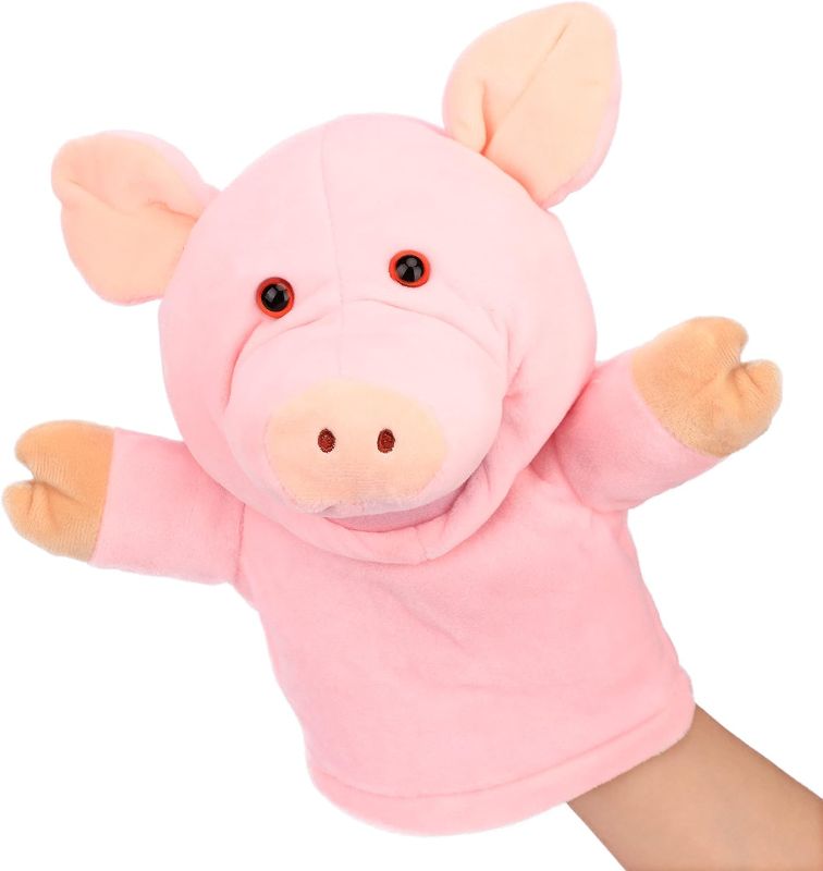 Photo 1 of Easfan Pig Hand Puppet with Movable Mouth and Arms Role Play Storytelling Interactive Game Preschool Teaching Toy Gifts for Kids Birthday Christmas Pink 10''
