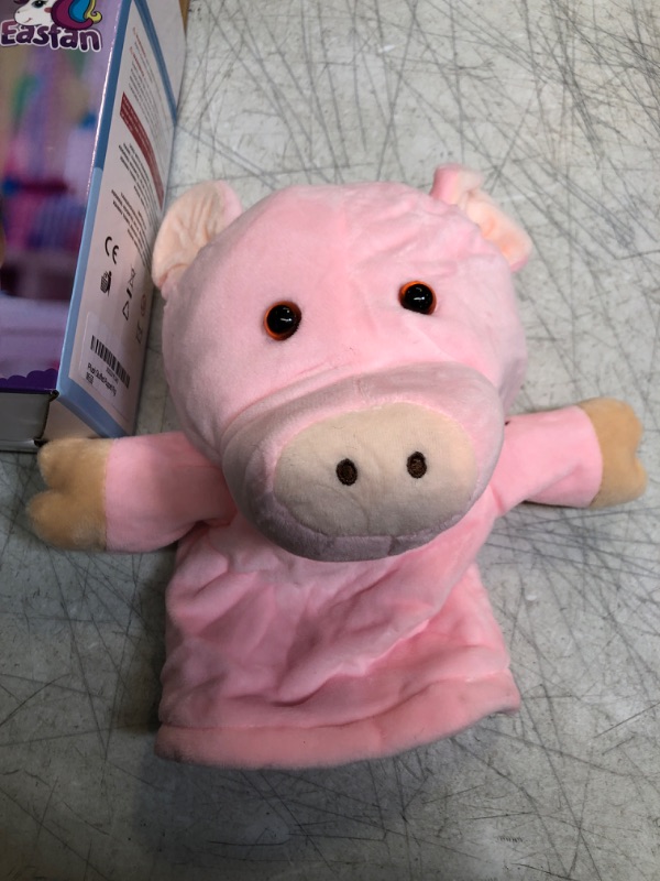 Photo 2 of Easfan Pig Hand Puppet with Movable Mouth and Arms Role Play Storytelling Interactive Game Preschool Teaching Toy Gifts for Kids Birthday Christmas Pink 10''
