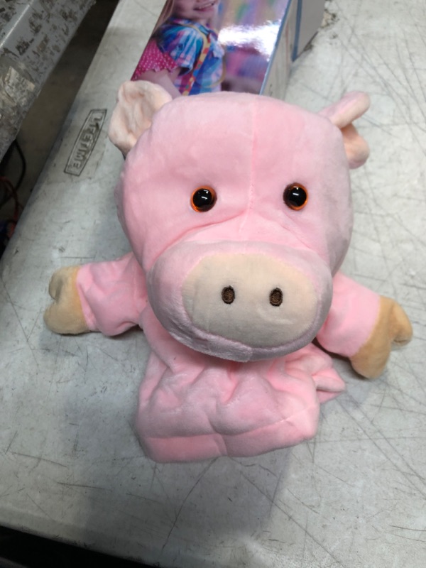Photo 1 of Easfan Pig Hand Puppet with Movable Mouth and Arms Role Play Storytelling Interactive Game Preschool Teaching Toy Gifts for Kids Birthday Christmas Pink 10-Inch
