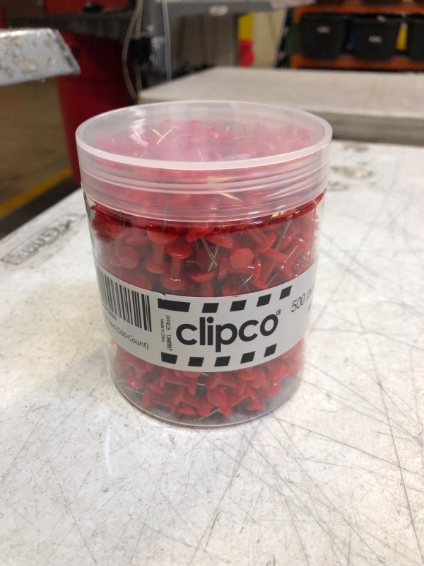 Photo 2 of Clipco Push Pins Jar Red (500-Count)