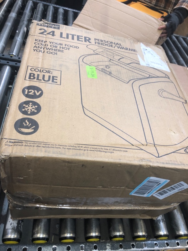 Photo 1 of Wagan EL6224 12V Personal Thermoelectric Cooler/Warmer, 24 Liter Capacity, Portable Electric Car Cooler Warmer with 12/24V DC, 12V Small Fridge for Car, RV, and Camping Use, UL Listed 24 Liter Blue