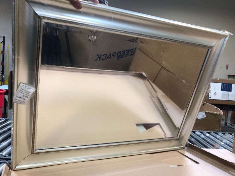 Photo 1 of 24 in. W x 30 in. H Rectangular Frameless Flush Mount Wall Bathroom Vanity Mirror in Silver
