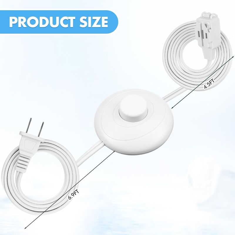 Photo 1 of Xuhal 1 Piece 12 Foot 2 Prong Switch Extension Cord Power Strip Extension Cord with Multiple Outlets Indoor Outdoor Extension Cord White Lighting Accessories for Christmas Home
