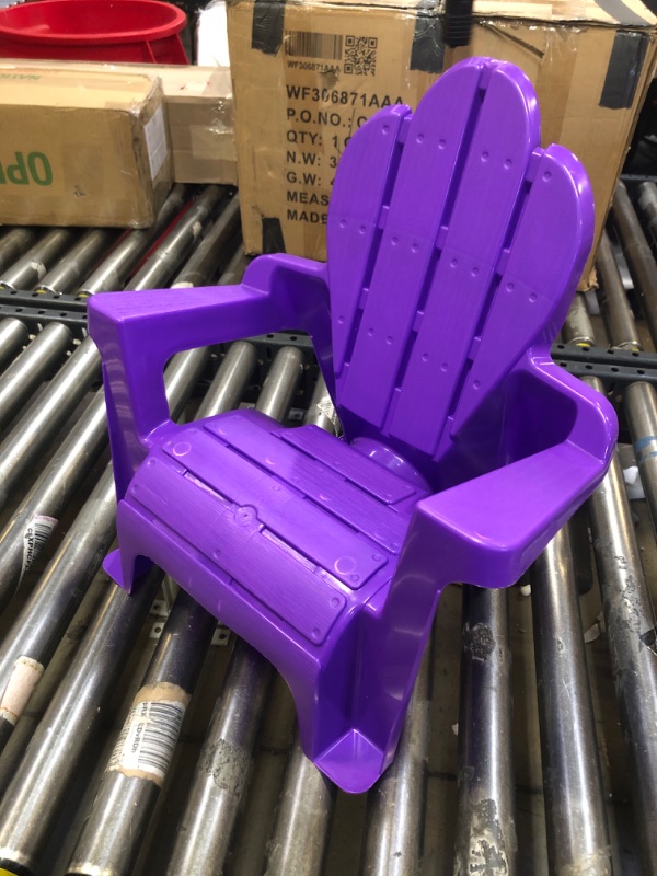 Photo 1 of American Plastic Toys Kids’ Adirondack outdoor, Indoor, Beach, Backyard, Lawn, Stackable Lightweight, Portable, Wide Armrests, Comfortable Lounge Chair for Children, Purple 