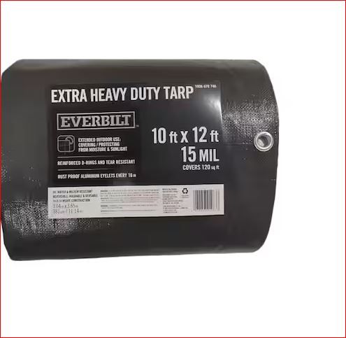 Photo 1 of 10 ft. W x 12 ft. L Gray Polyethylene Extra Heavy Duty Tarp
