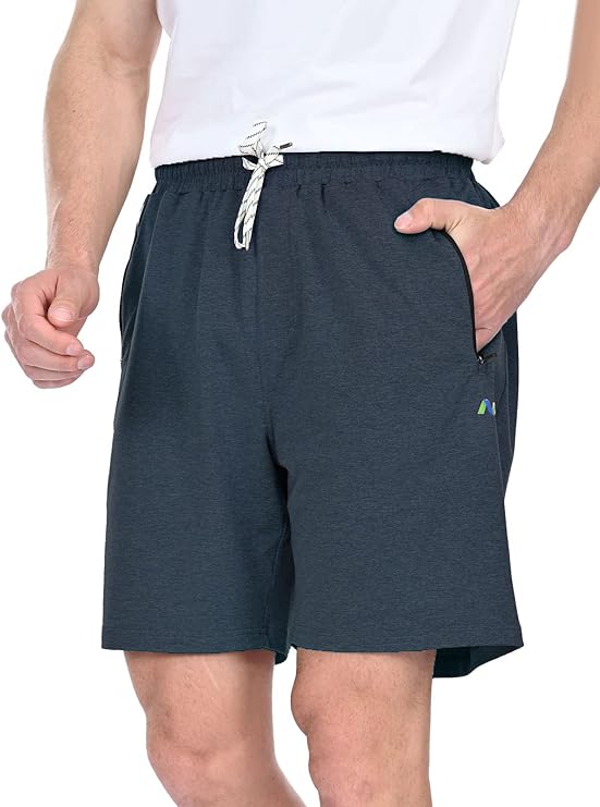 Photo 1 of Men's Casual Organic Cotton Shorts Loose Fit Sweat Shorts with 2 Deep Pockets Drawstring 8" Inseam XL