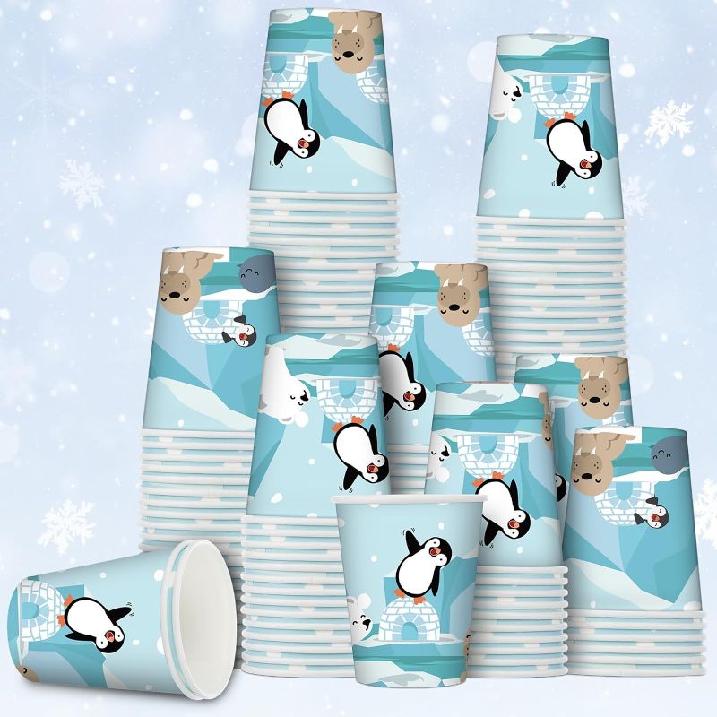 Photo 1 of 50 Pcs Arctic Animal 9 oz Disposable Winter Cups winter Paper Cups Christmas Coffee Cups Drinkware for Drinking Tea Hot Cold Beverage Holiday Xmas Decoration Supplies
