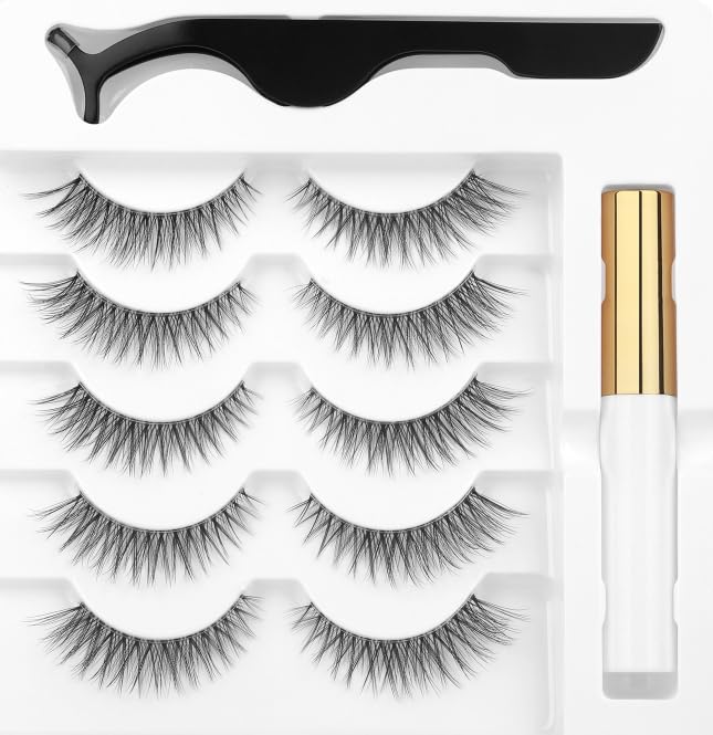 Photo 1 of ( PACK OF 2 ) wiwoseo Mink Lashes Fluffy Strip Eyelashes Cat Eyes Lashes Thick Volume Faux Mink Lashes Looks Like Extension 18MM Natural Wispy Fluffy Lashes 5 Pairs
