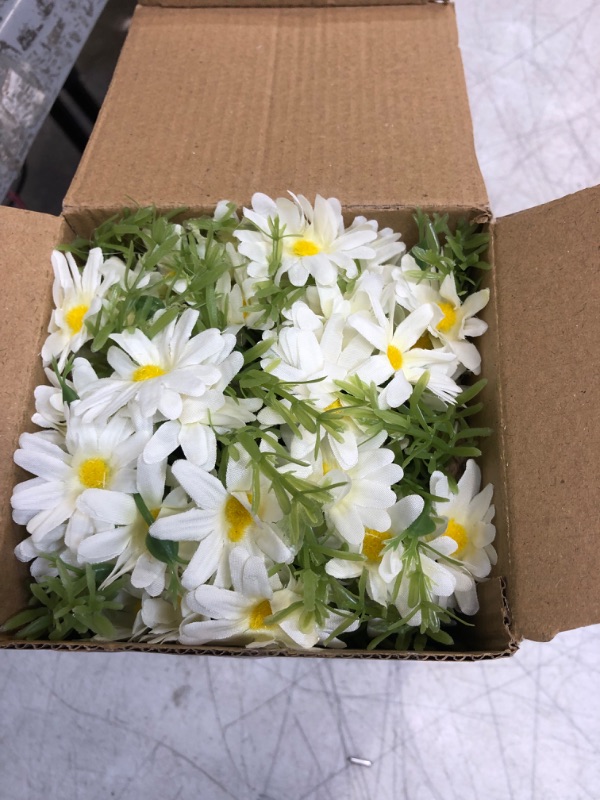 Photo 2 of Artificial Flowers, Daisy Flower with Vase Silky Artificial Daisies Bouquet Fake Plant Bonsai for Home Office Wedding Decoration, Table Centerpieces Arrangement, Windowsill Décor, Yellow Daisy
