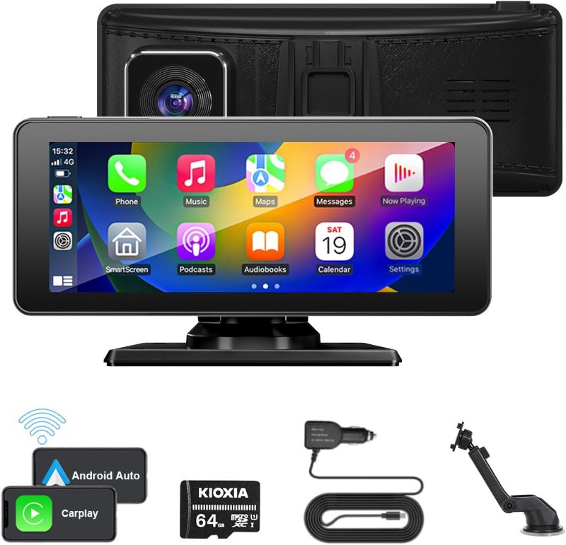 Photo 1 of Portable Carpaly Screen for Car with 2.5K Dash Cam Front Camera 7''Wireless Apple Carplay & Android Auto, Touch Screen Car Stereo with GPS Navigation/Mirror Link/Bluetooth/64G Card…
