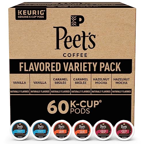 Photo 1 of +++SEALED+++ Peet's Coffee, Flavored Coffee K-Cup Pods for Keurig Brewers - Coffee Pods Variety Pack, Vanilla, Hazelnut Mocha, Caramel Brûlée, 60 Count (6 Boxes
