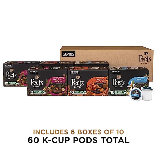 Photo 3 of +++SEALED+++ Peet's Coffee, Flavored Coffee K-Cup Pods for Keurig Brewers - Coffee Pods Variety Pack, Vanilla, Hazelnut Mocha, Caramel Brûlée, 60 Count (6 Boxes
