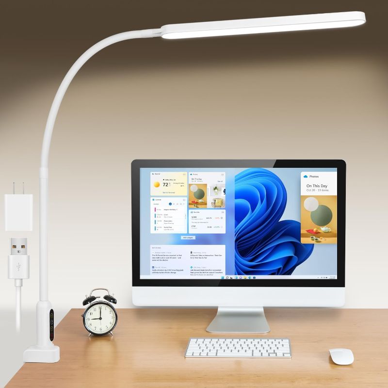 Photo 1 of LED Desk Lamp for Home Office, 1400LM Flexible Gooseneck Desk Light with Clamp, 5 Mode X 11 Brightness Eye-Caring Modes, Memory Function, Architect Task Desk Lamps for Workbench Drafting Reading Study
