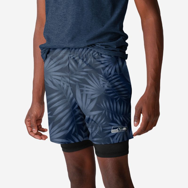 Photo 1 of Seattle Seahawks Floral Black Liner Shorts - L
