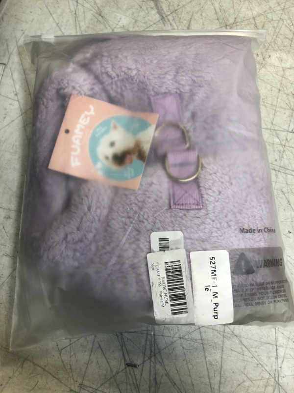 Photo 2 of FUAMEY Dog Winter Coat,Warm Dog Jacket with Harness Built in Dog Cold Weather Coats with Zipper On Back Pet Vest Dogs Plush Fleece Dog Clothes Soft Snow Apparel for Medium Dogs Purple M Medium(chest:21in) Purple