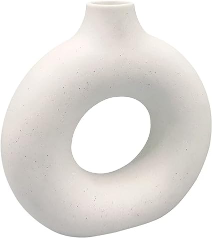 Photo 1 of   small vase  White Ceramic Vase - for Modern Home Decor,Round Matte Pampas Flower Vases Minimalist Nordic Boho Ins Style for Wedding Dinner Table Party Living Room Office Bedroom, Vase - Decorative Gift